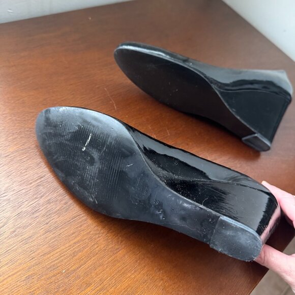 J.Crew Patent Black Wedge Heels - Size 6.5 - Picture 4 of 5